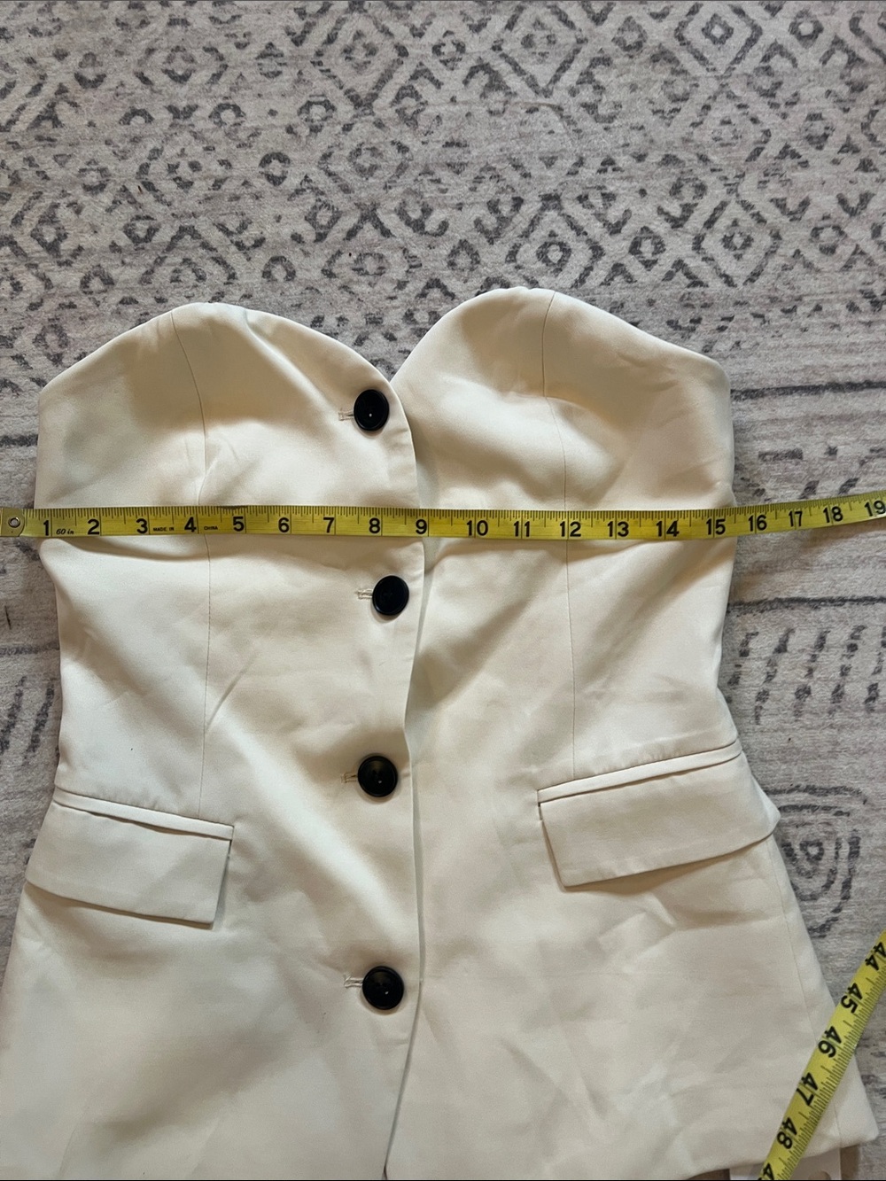 Commense Cream Button-Front Strapless Blouse - Picture 4 of 9